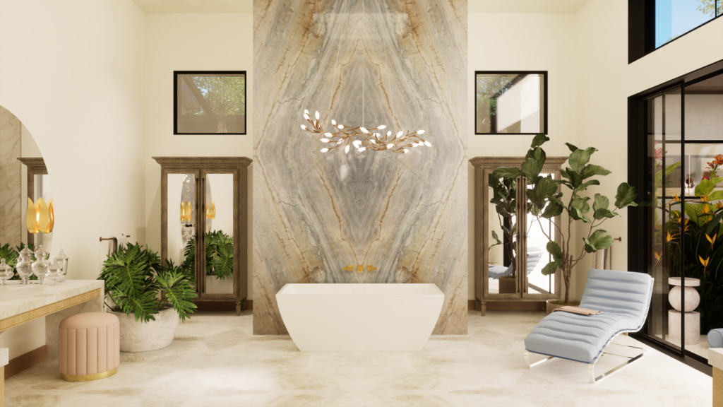 Bathroom Design by Annilee B Waterman for The Lightovation Metaverse Lighting TrendHouse Virtual Reality Walkthrough