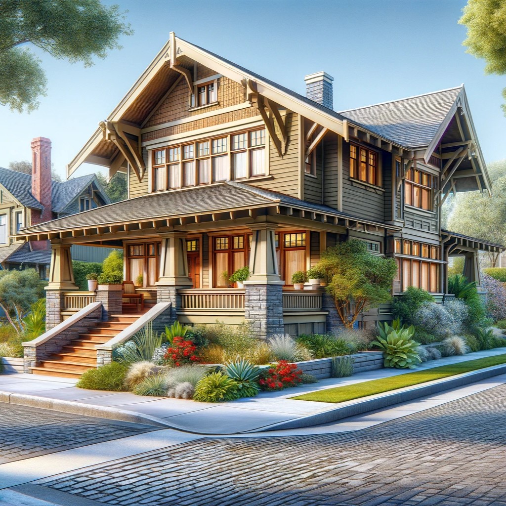 a street view photo of a craftsman style house Dall-e